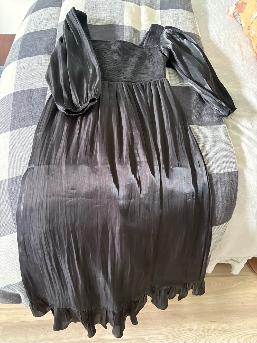 Sugarlips Black Midi Dress with Puff Sleeves